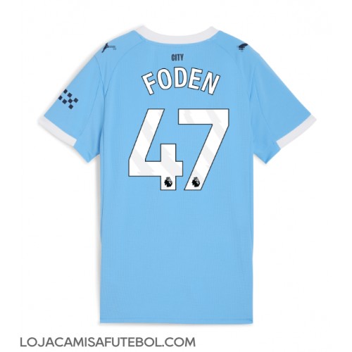 Camisa de Futebol Manchester City Phil Foden #47 Equipamento Principal Mulheres 2025-26 Manga Curta